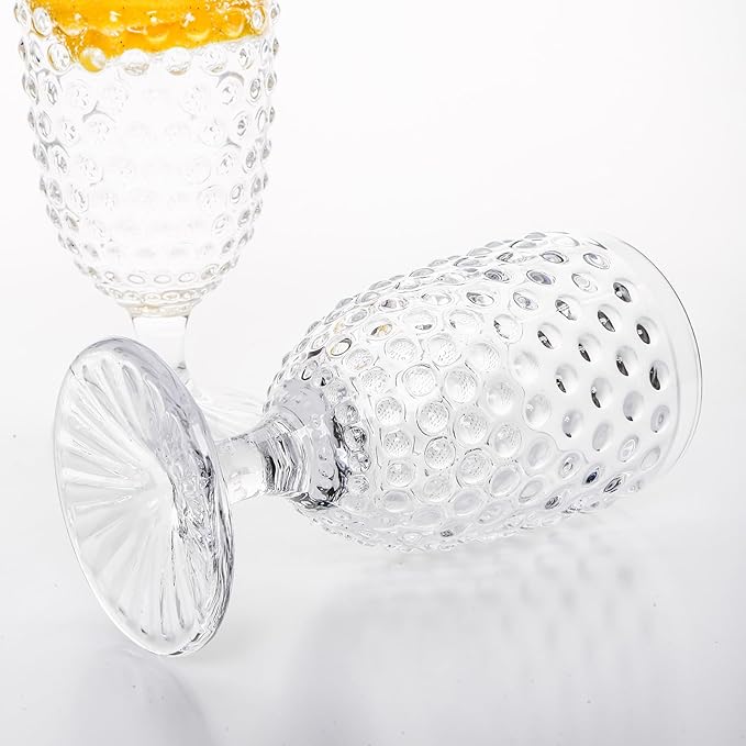 G Hobnail Old Fashioned Iced Beverage Goblet 13 oz. set of 6, Premiun Glass Set for Wine, Soda & Juice, Perfect for Dinner Parties, Bars & Restaurants