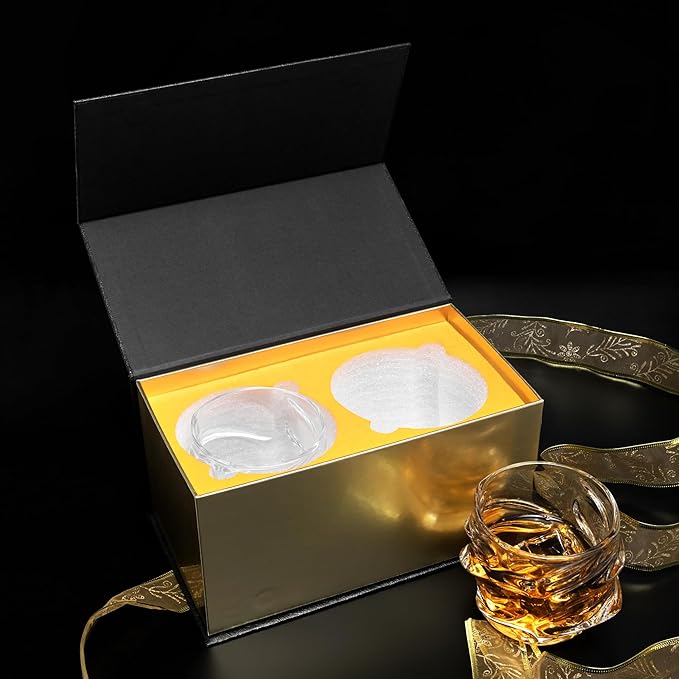 KANARS Whiskey Glass 11 Oz, Set of 2 Crystal Rock Glasses for Scotch Bourbon Snifter Brandy Irish Whisky, Unique Liquor Tumblers for Men Dad Gift