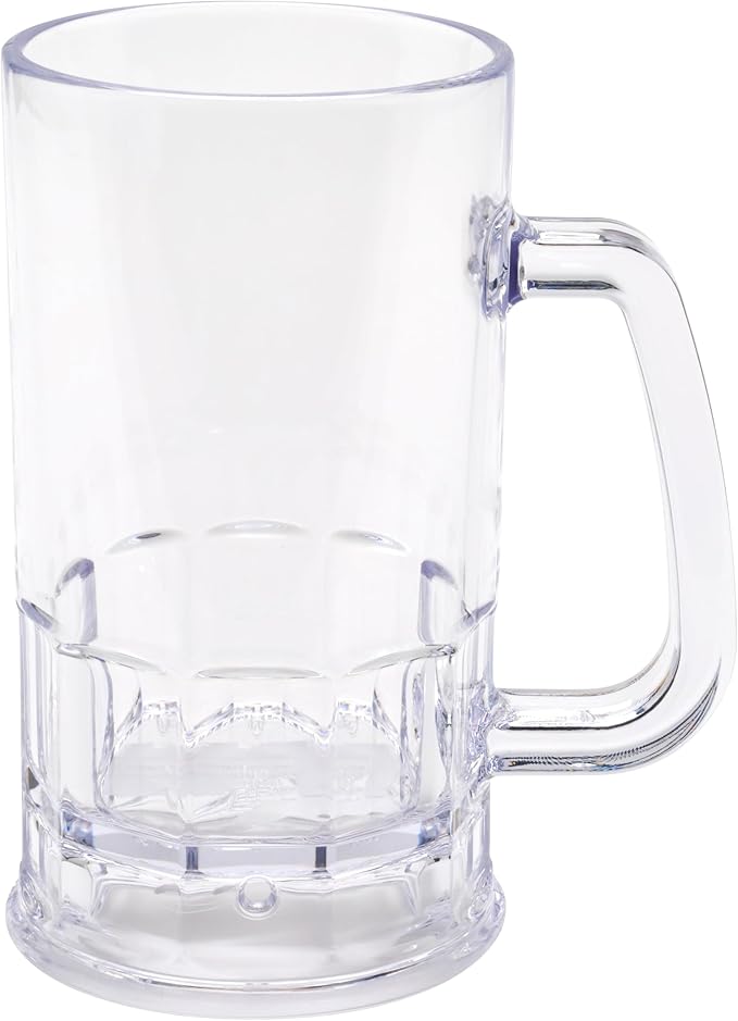G.E.T. 00085-1-SAN-CL Shatter-Resistant Plastic Beer Mug / Stein, 20 Ounce, BPA Free (Set of 12)