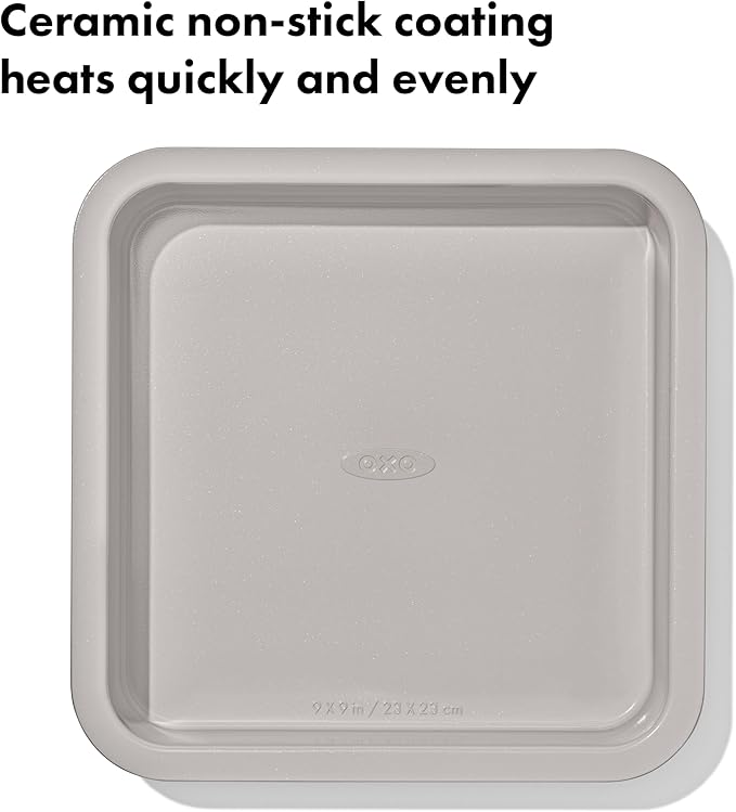 OXO Good Grips Non-Stick Pro Ceramic Coated Metal Bakeware 9” Square Cake Pan – Biscuit