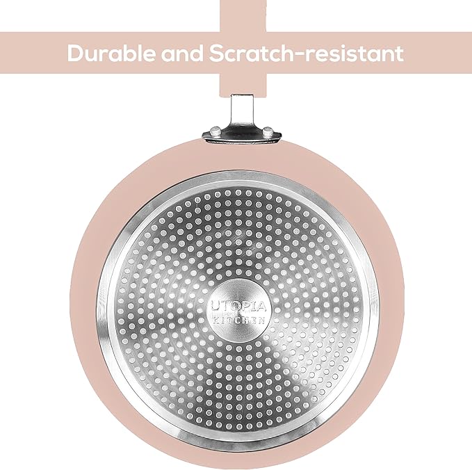 Utopia Kitchen Nonstick Cookware 3 Piece Set, Non-Stick Frying Pans with Induction Bottom, 8, 9.5 & 11 Inches Frying Pans with Bakelite Handles, PFOA Free, Pink & Black