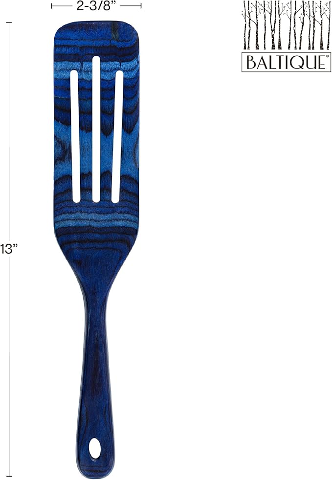 Baltique Malta Collection 13" Wooden Spurtle Spatula – Colorful Birch Wood Cooking Utensil, Nonstick Safe, Versatile Stirring & Serving Tool