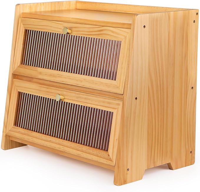 Corner Bread Box For Kitchen Countertop, Corner Breadbox, Bread Boxes for Kitchen Counter Organizer Decor Storage, Wooden Storage Box Breadbox, Housewarming Birthday Wedding Christmas Gift