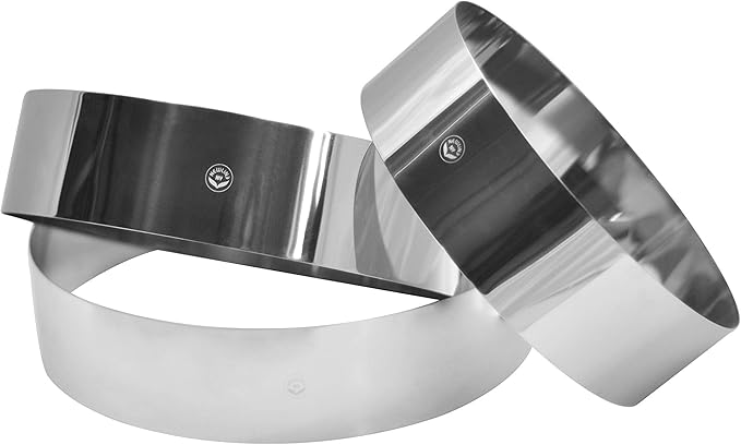 NEWLINE NY Stainless Steel Cake Mousse Rings for creating Round Appetizers, Molded Salads, Cakes, Mousse and Desserts, 3 Round Cake Mousse Flan Rings 8", 9.5" 10.5" Set