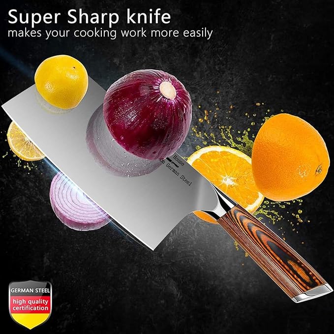 Cleaver Knife Ultra Sharp Meat Cleaver 7 inch Butcher Knife. High Carbon German Stainless Steel Chef Knives for Kitchen and Restaurant