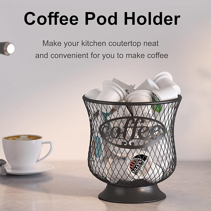 Coffee Pod Holder, Small K Cup Organizer, K Cup Storage for Keuring Espresso Capsule Coffee Creamer, Easy to Refill and Organize for Cafe Bar, Coffee Bar Decor