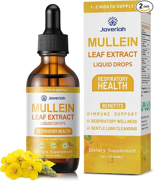 Mullein Drops for lungs Cleanse - Cordyceps, marshmallow root & Licorice Root Extract, Respiratory Herbal Supplement with Mullein Leaf extract for Immune Support & Bronchial Cleanse, 4 Fl Oz 2 Pack