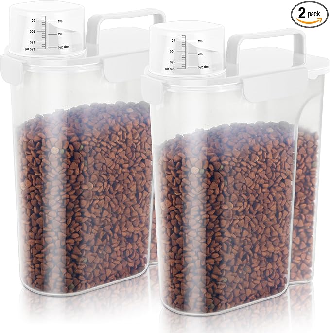 Cat Dog Food Storage Container,Pet food Container with Locking Lids Food Storage bin PBA-Free,For Pet food,Rice,cereals Storag (White)