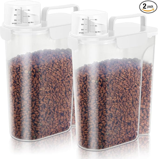 Cat Dog Food Storage Container,Pet food Container with Locking Lids Food Storage bin PBA-Free,For Pet food,Rice,cereals Storag (White)