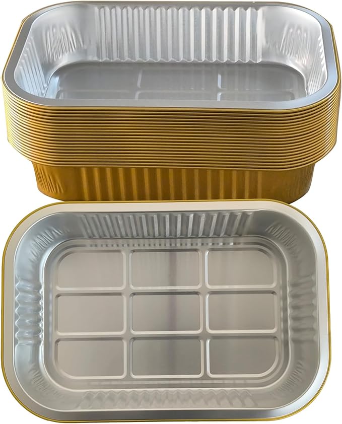 Aluminum foil baking Pans Heavy Duty 2LB Small foil pan 8.5"×6" 20pack Disposable, For Microwave & Oven Safe Cooking
