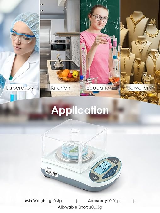 CGOLDENWALL Precision Lab Scale Digital Analytical Balance Laboratory Balance Jewelry Scale Scientific Scale 0.01g Accuracy 110V (2000g, 0.01g)