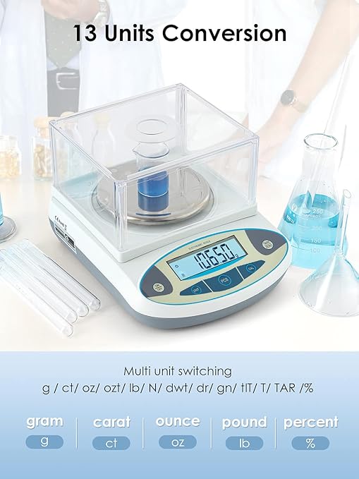 CGOLDENWALL Precision Lab Scale Digital Analytical Balance Laboratory Balance Jewelry Scale Scientific Scale 0.01g Accuracy 110V (2000g, 0.01g)