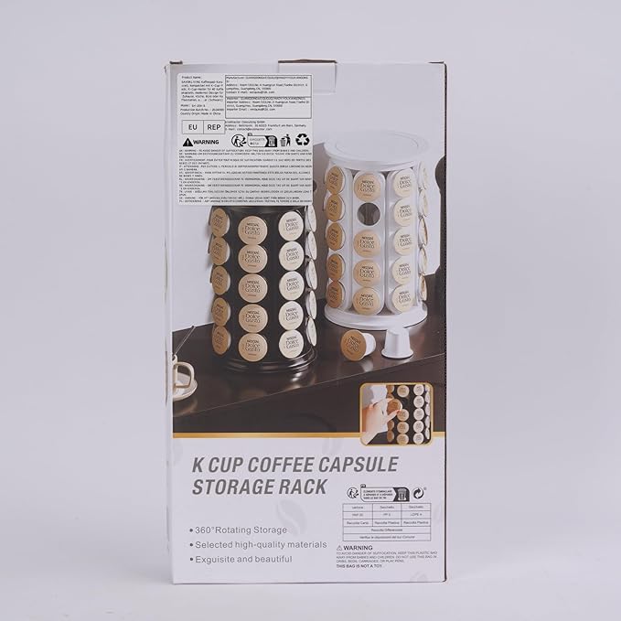 Coffee Pod Carousel Compatible with K-Cup Pods, K Cup Holder Holds 40 Coffee Capsule, New Modern Design for Kitchen Office Countertop or Coffees Station Organizer, Detachable (Black)