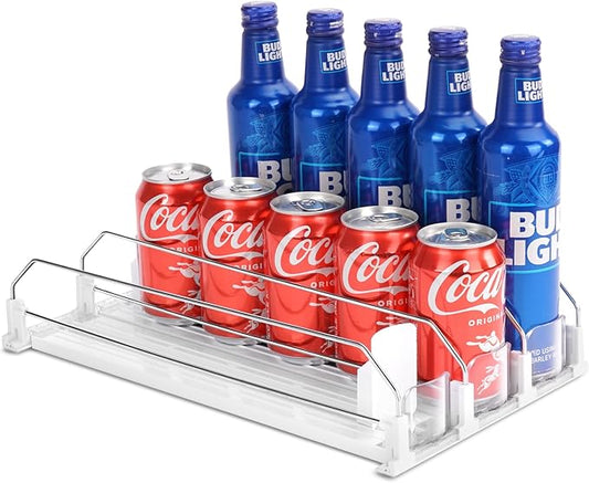 Automatic Soda Can Organizer Refrigerator Can Dispenser for Beer Soda Seltzer already Assembled Drink Pop Can Holder Self-Pushing Drink Organizer for Fridge Storage 15 cans of 11.15oz 12oz 16oz 16.9oz