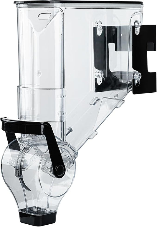 Restaurantware-Met Lux 3.4 Gallon Dry Food Dispenser, 1 Airtight Cereal Dispenser - Wall-Mounted, Single Control, 1 Black Plastic Grain Holder, For Snacks, Nuts, Or Coffee Beans