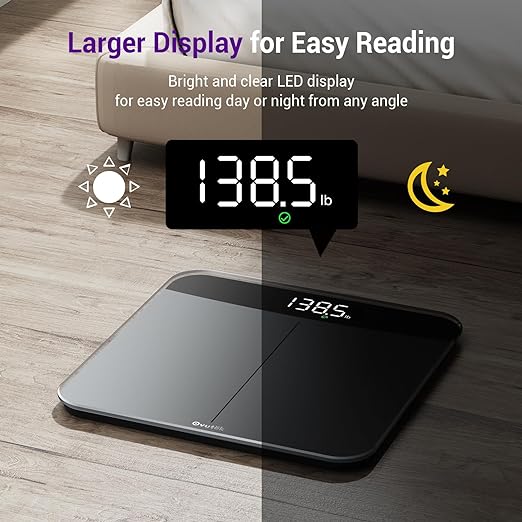 Bathroom Scales Digital Weight, Topnotch Quality 450lb Weight Scale, Most Accurate to 0.05lb, Automatic Weighing Scale for Body Weight, Baby, Pet, Larger LED, Sturdy and Durable Base Machine