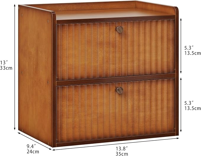 Rustic Bread Box for Kitchen Countertop Bamboo Bread Storage Container Bin Double Layer BreadBox Farmhouse Large Capacity Food Organizer (Brown)