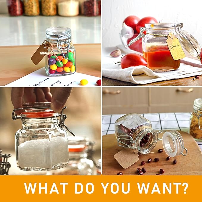 4oz Small Spice Jars with Lids, 15 Pack Airtight Glass Jars, Small Spice Containers Includes Labels & Rubber Gaskets for Kitchen, Jam, Herbs, Crafts, Wedding