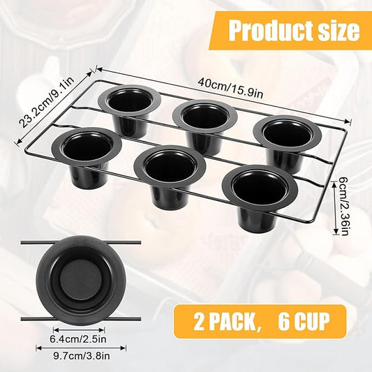 2 Pcs 12 Cups Nonstick Popover Pan Muffin Cupcake Pan Pudding Pan Bakeware for Oven Baking, Frittatas, Muffins, Quiches, Pudding Cakes