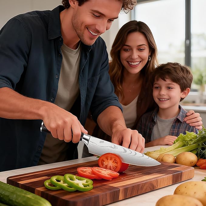 2 Pcs Kitchen Knife Set 8 Inch Chef Knife Paring Kitchen Utility Knife 5 Inch, Asian Chefs Knife for Home and Kitchen with Ergonomic Handle High Carbon Stainless Steel knife Chef Cooking Gift