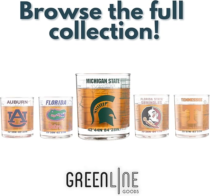 Greenline Goods – Georgia Tech University Yellow Jackets College Whiskey Glasses (Set of 2), 10 oz – Full-Color Logo + Campus Map
