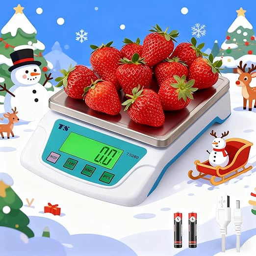 Digital Kitchen Scales 10KG/22lB Accuracy Measurements 0.2g Weighing Food Scale 6 Units Conversion with Stainless Steel Platform Electronic Cooking for Tare Function LCD Display (with Batteries)