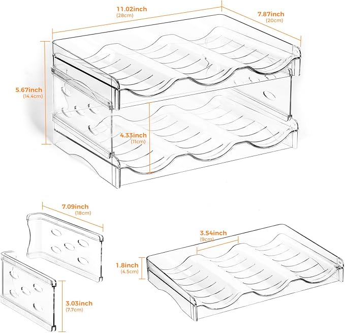 BoxedHome Plastic Water Bottle Organizer and Wine Rack Storage Holder for Inside Cabinet, Kitchen Countertop, Table Top, Pantry, Bars, Cabinets, Fridge - Clear (2 Tier 6 Containers)