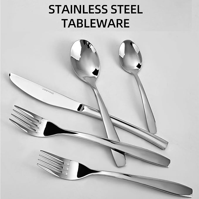 30 Piece Silverware Set,Stainless Steel Flatware Set for 6,18/0 Rust-Proof Cutlery Set with Forks & Spoons,Mirror Polished Dishwasher Safe - Heavy Duty Tableware for Home & Dining