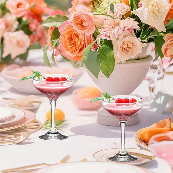 24 Pieces Crystal Martini Glasses Champagne Flute,Coupe Bowl Stemmed Cocktail Glasses,Set Of 24 Elegant Clear Goblets Colored Drinking Cups Champagne Wine Glasses for Parties Cocktail Margarita,Juice