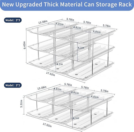 Can Organizer for Pantry Free Combination Can Dispenser, Clear Thickened 3-Tier Storage Rack for 36 Cans Suitable for Cabinet Pantry Fridge Countertop (3 * 3)