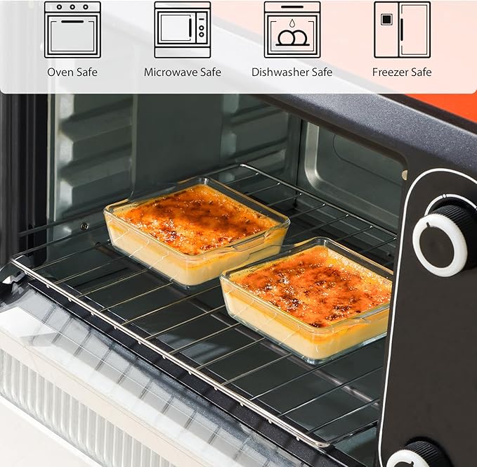 NUTRIUPS Mini Square Glass Baking Dish for Oven, Square Cake Pan Glass Casserole Dishes for Oven (4.5x4.5in 2 Pack)