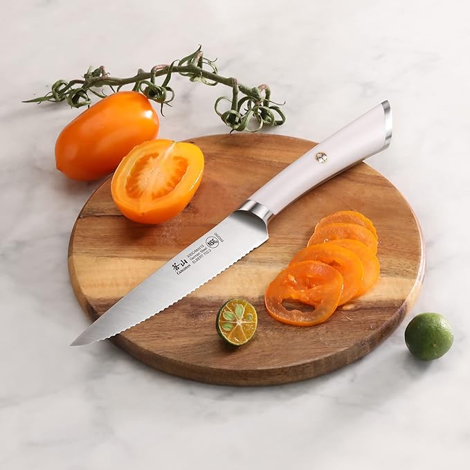 Cangshan ELBERT Series German Steel Forged 5" Serrated Utility Knife (White)