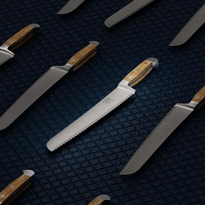 Güde Franz Series Hand Forged/Serrated Bread Knife With Italian Oak Wood Handle 12-in, Ambidextrous, Made in Solingen, Germany Since 1910