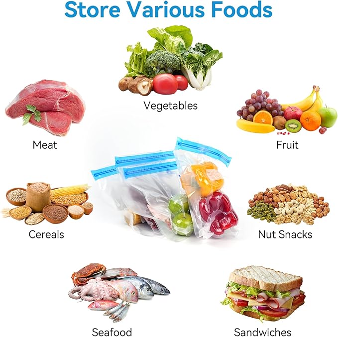 O2frepak 15 Pack Reusable Sous Vide Bags,BPA-Free Vacuum Seal Bags of 3 Sizes with Pump and 2 Seal Clips for Sous Vide Cooking and Food Storage