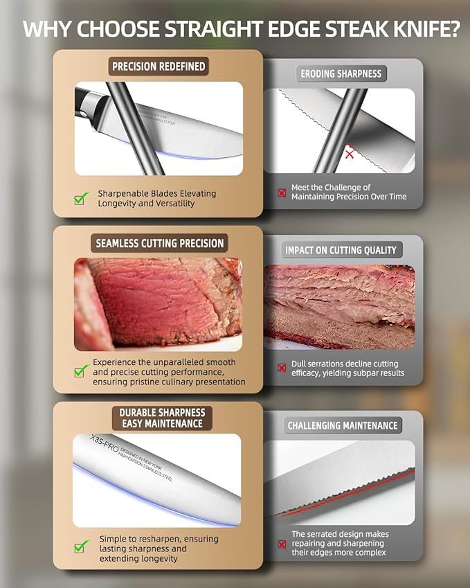 2025 Knife Set 15 Pcs Japanese High Carbon Stainless Steel Kitchen Knife Sets with Block & Sharpener, Premium Razor-Sharp Black Knives Block Set for Kitchen, Ergonomic Full-Tang Handle