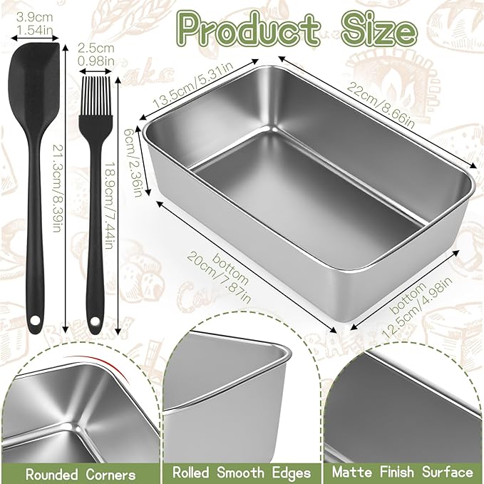 8Pcs Loaf Pans for Bread Baking,Stainless Steel Baking Bread Pans,Small Loaf Tins for Homemade Bread Meatloaf Cake Brownies Dishwasher Oven Safe 8.6 * 5.3 * 2.3 IN