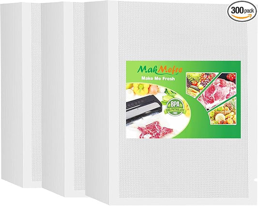 MakMeFre 300 Plus Quart Size 10" x 13" Vacuum Sealer Bags with BPA Free and Heavy Duty,Great for Food Storage Vaccume Sealer PreCut Bag