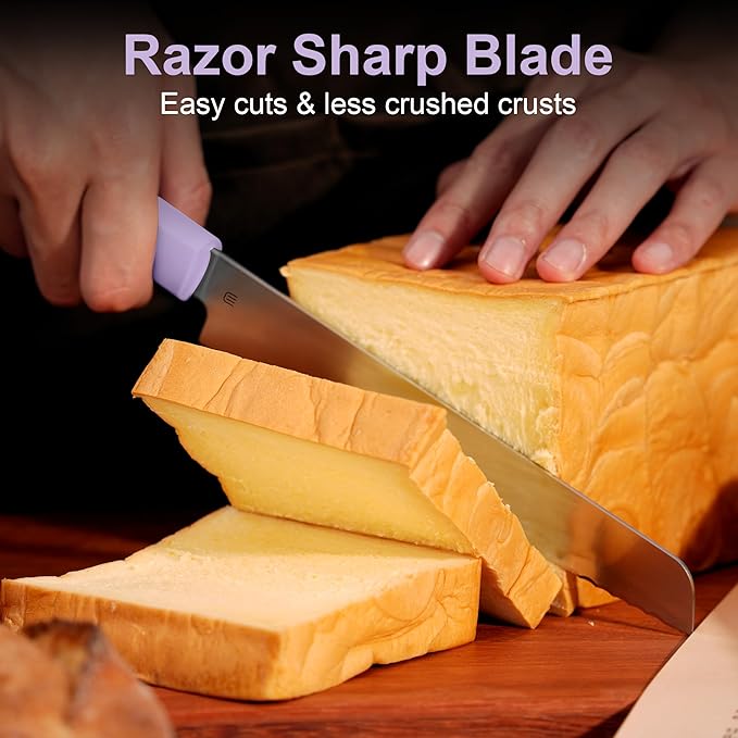7.5" Serrated Bread Knife for Homemade Bread, Razor Sharp AR-RPM9 Steel & Innovative Wavy Edge, Professional Serrated Knife for Sourdough Bread Cake, Gift Box for Baker Home Chefs