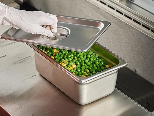 CURTA 6 Pack Anti-Jam Hotel Pans, 1/4 Size 4 Inch Deep, NSF Commercial 18/8 Stainless Steel Chafing Steam Table Pan, Catering Storage Metal Food Pan