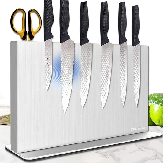 Magnetic Knife Block Without Knives— Stainless Steel Double-Sided Magnetic Knife Holder Stand with Strong Magnets, Knife Storage Organizer for Kitchen Counter top, 16 inch