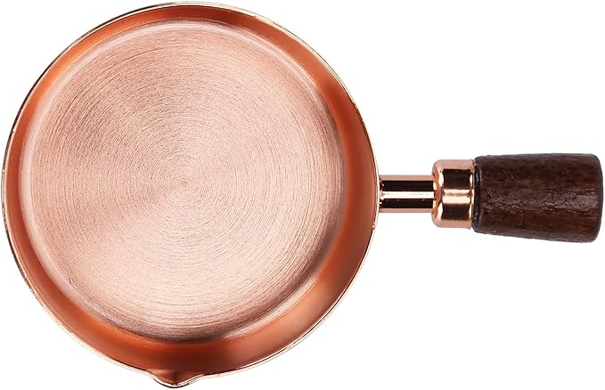 Mini Sauce Pan, Stainless Steel Butter Warmer with Pour Spout and Wooden Handle Rose Gold Melting Pot for Making Sauces, Chocolate Melting, Coffee Tea Soup Warming(1/2cup)