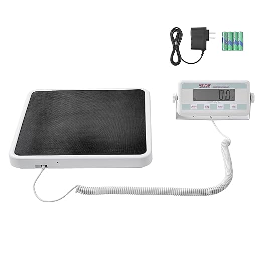 VEVOR Portable Medical Scale, Professional Digital Physician Scale for Weighing - with Anti-Slip Mat, 2 Units (kg/lb), Hold & Tare Function, 400LBS Capacity Physician Wight Scale for Gym Home Hospital