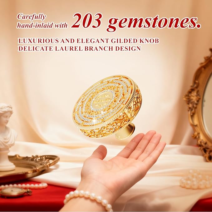 6 Quart Chip-resistant Enameled Cast Iron Dutch Oven Pot with Lid and Elegant Gold Hollow Knob With Handcrafted Inlaid Cubic Zirconia Detail, Safe For Bake,Stew, Braise, Boil, Deep Fry, Roast(Red)