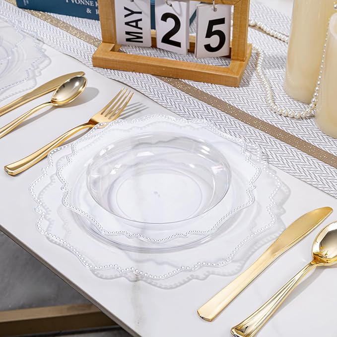 COLOSUS 60 Clear Plastic Bowls, 12 oz Disposable Soup Bowls, Premium Plastic Dessert Bowl,Heavy-duty Salad Bowl for Party, Wedding, Dinner, Christmas, Thanksgiving, and Catering