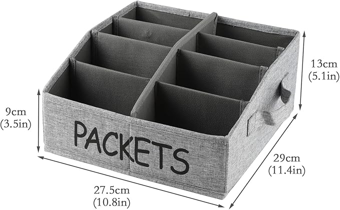 8 Compartment Fabric Snack Organizer with Handle, Portable Kitchen Pantry Storage and Spice Packet Organizer
