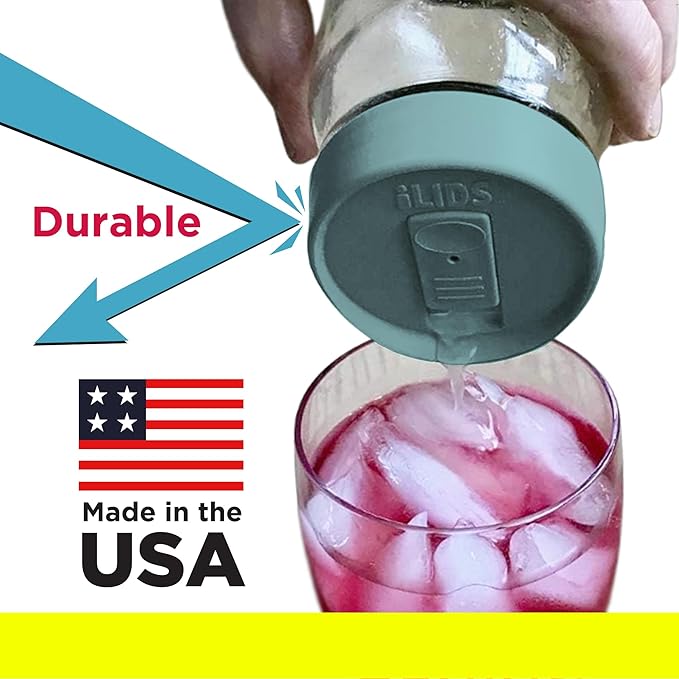 Mason Jar Drink Lid, Regular Mouth, Seafoam, 2-Pack