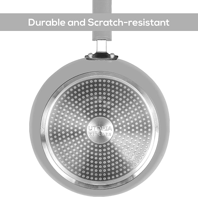 Utopia Kitchen Nonstick Cookware 3 Piece Set, Non-Stick Frying Pans with Induction Bottom, 8, 9.5 & 11 Inches Frying Pans with Bakelite Handles, PFOA Free, Silver & Black