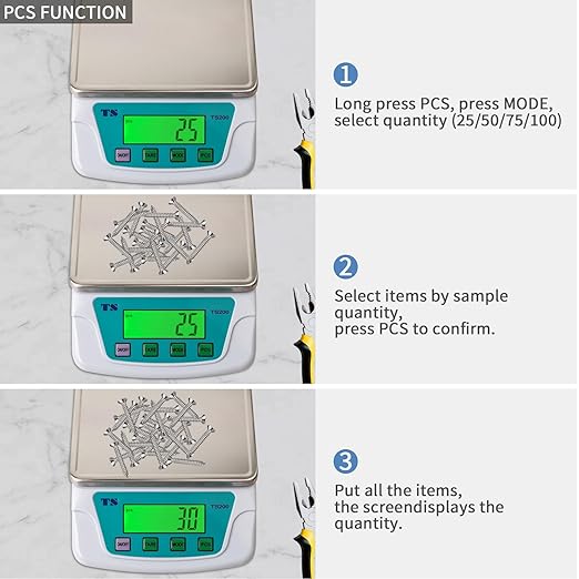 Digital Kitchen Scales 10KG/22lB Accuracy Measurements 0.2g Weighing Food Scale 6 Units Conversion with Stainless Steel Platform Electronic Cooking for Tare Function LCD Display (with Batteries)