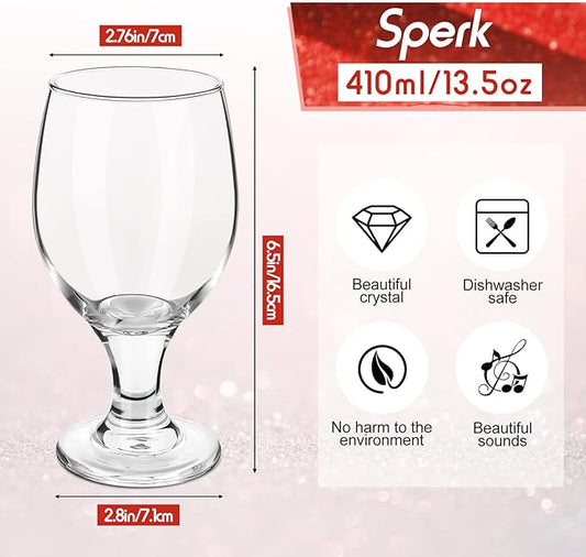 Patelai Set of 24 Clear Glasses 13.5 oz Water Goblet Glass Stemmed Water Glasses for Juice Wine Beer Tea Milk Cold Beverages Drinks Dishwasher Safe