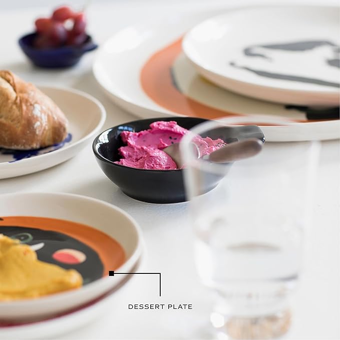 Breakfast Plate | Feast tableware by Ottolenghi | 4 Dessert Plates | Stoneware Dinnerware Set in mixed colors 1 | luxury Dishware for Dinner at Home, Party | Kitchen Sets